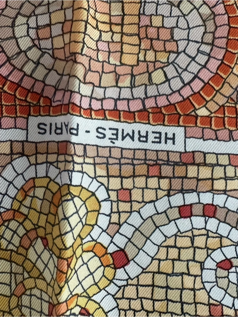 Hermes Maurice Tranchant “Pavement”  Micro Mosaic 90 cm Silk Scarf